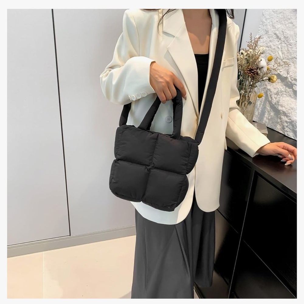 BLACK PUFFER CROSSBODY BAG
